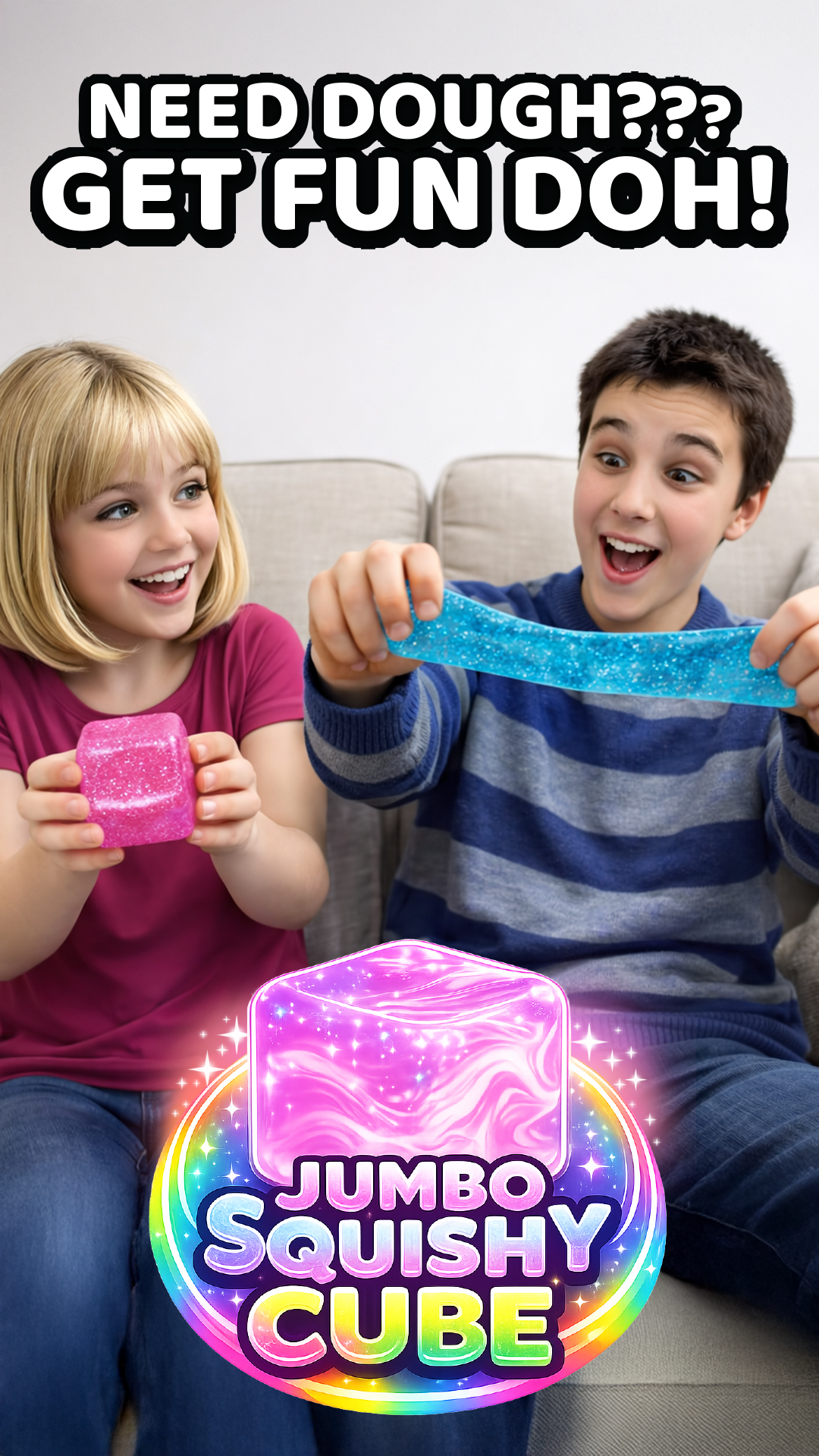 Fun Doh JUMBO Squishy Cube | Green/Blue Combo