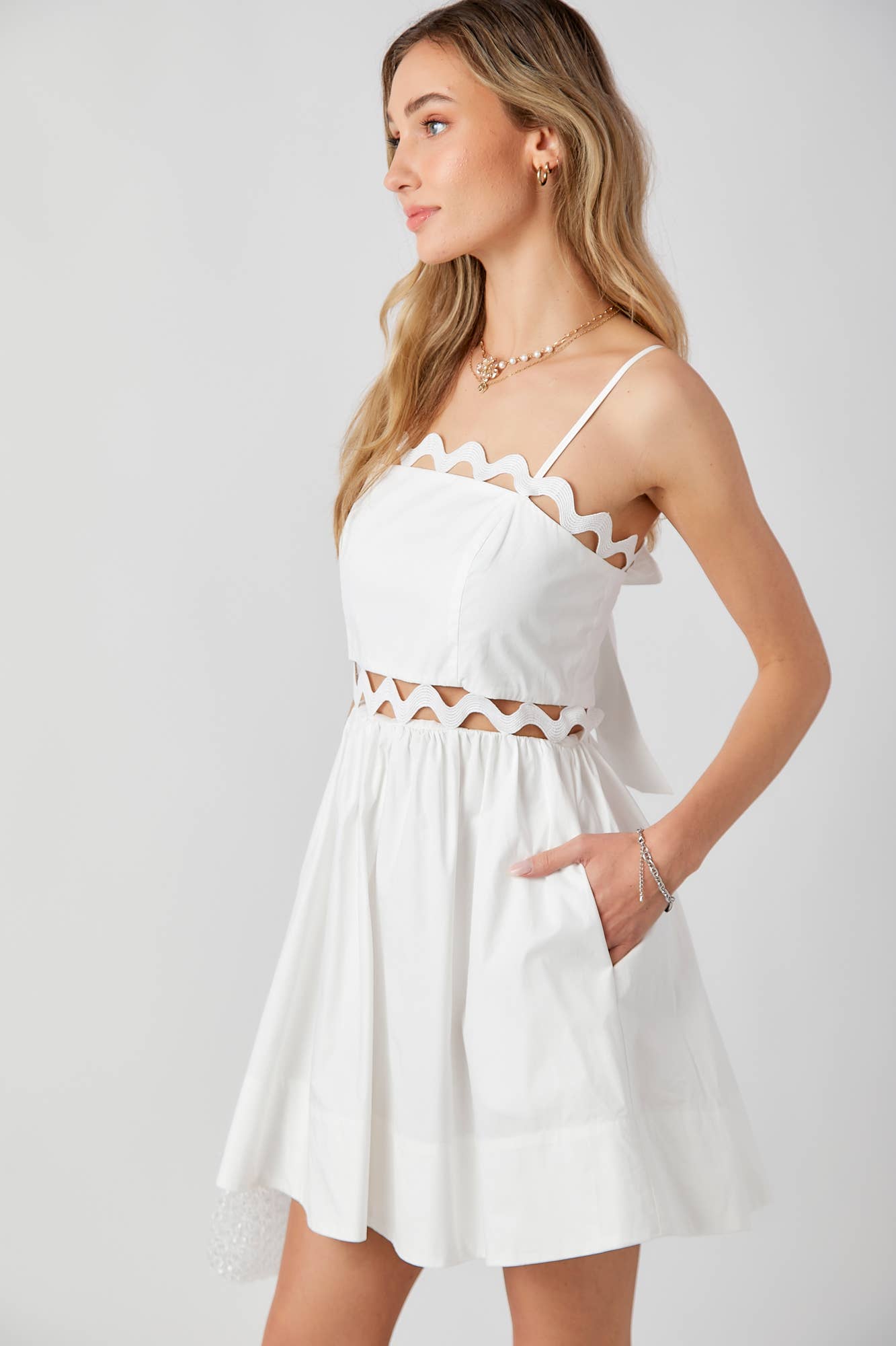 *Bandeau Bodice Mini Dress Adjustable Straps: White