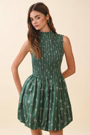 Switch BOW PRINT SHIRRED BODICE BUBBLE HEM MINI DRESS 2 image