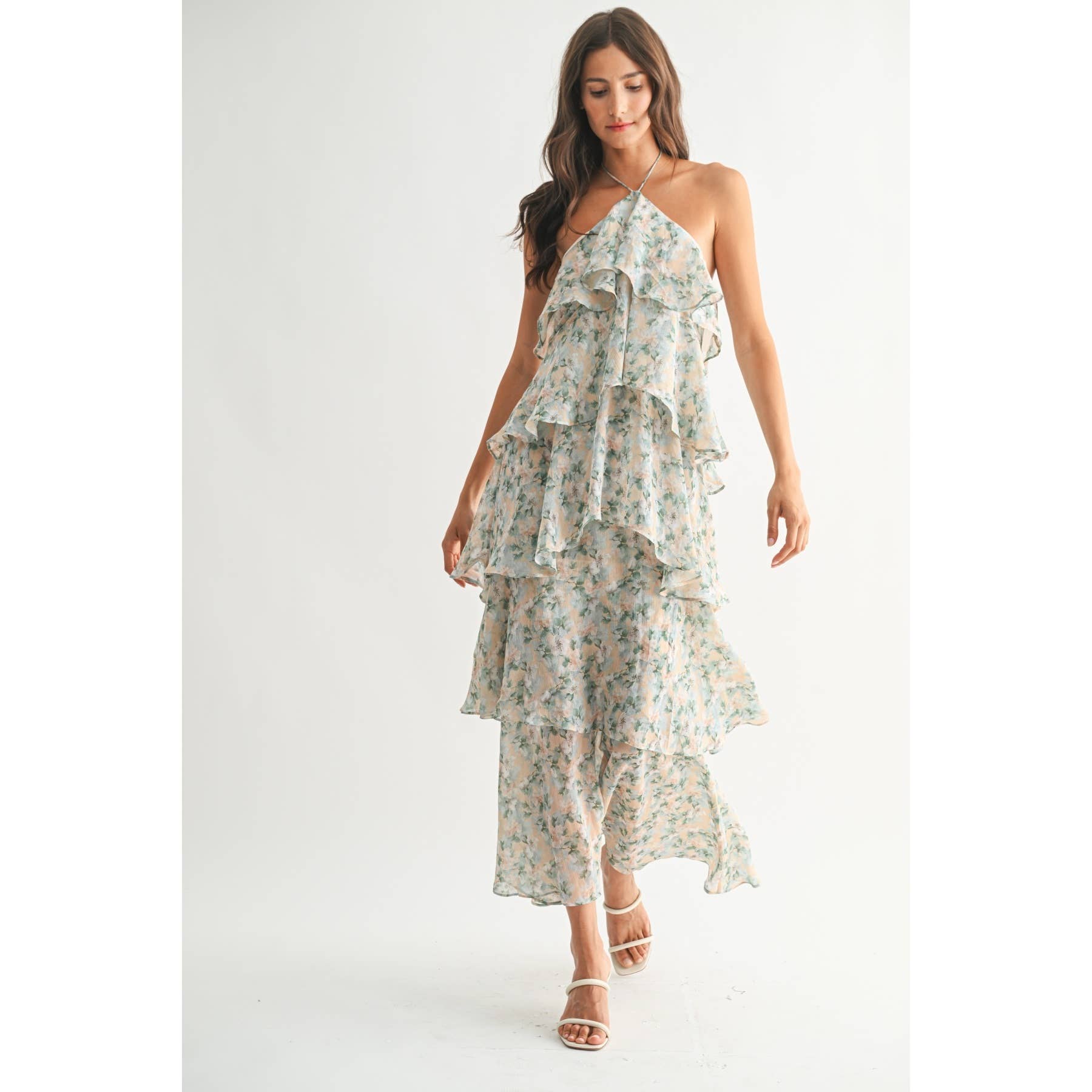TIERED FLORAL MAXI DRESS