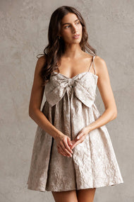 JACQUARD BOW MINI DRESS