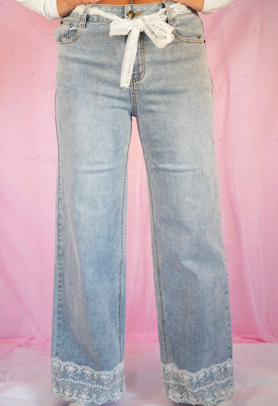 Lace Lined Jean + Detachable Lace Belt