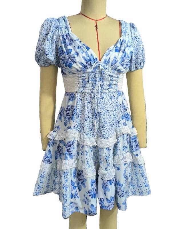 Floral Lace Smocked Dress