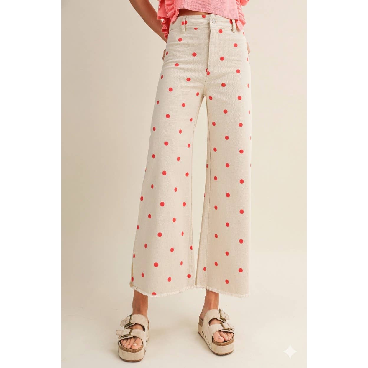 Falling Petals Polka Trouser Relaxed Fit Pants