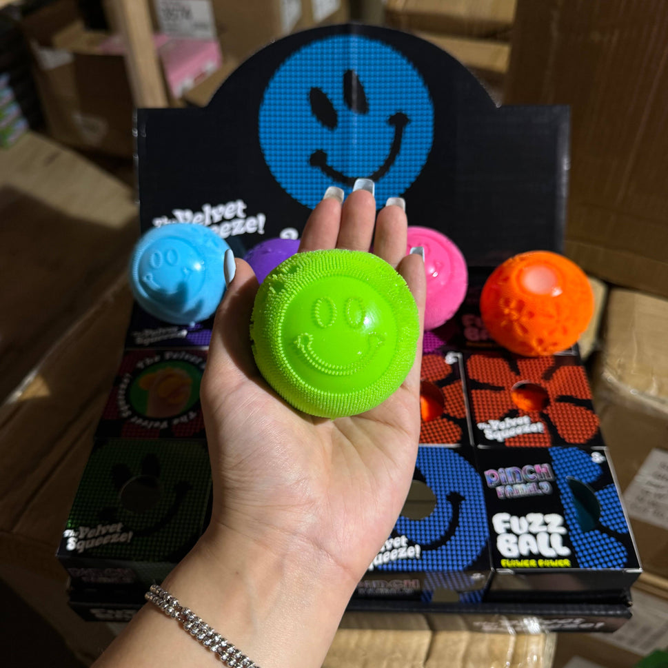 Squishy Fuzzy Smiley Face Ball | Trendy | A095