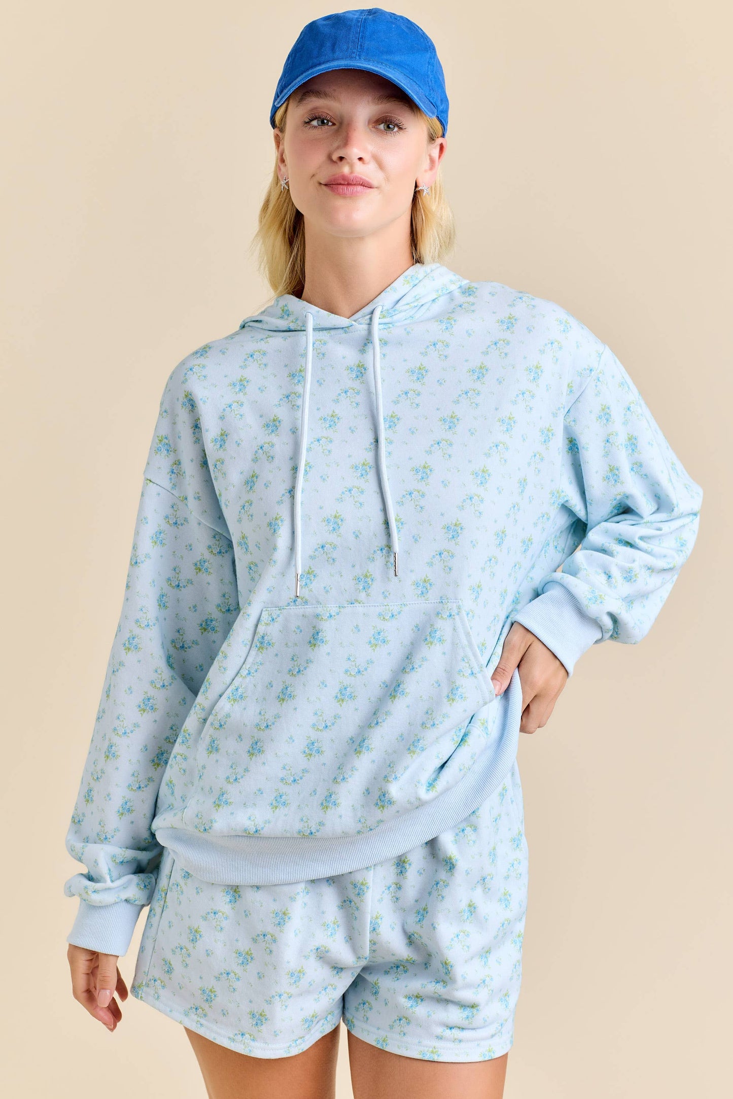 FLORAL PRINT HOODIE SET – PASTEL COZY LOUNGEWEAR