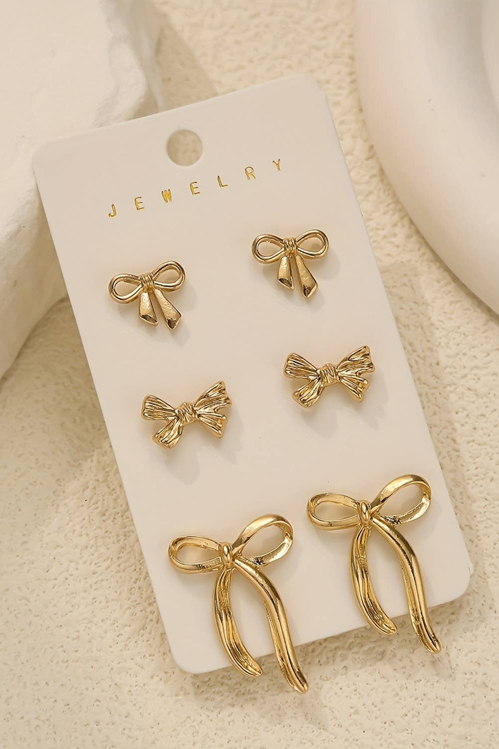 Plated Stainless Alloy Bow Earring Set: Gold / ONE SIZE
