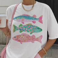 Coastal Preppy Fish Beach Ocean Club Graphic Tee