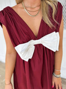 Switch SWEET-V NECK LARGE WHITE BOW RUFFLED MINI DRESS 3 image
