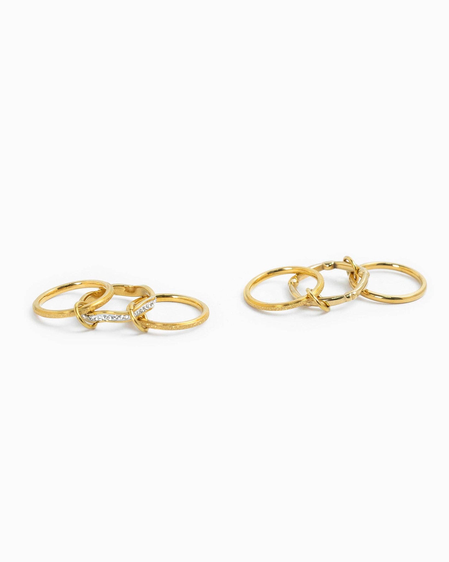 Stainless Sculpted Shimmering Interlocking Ring