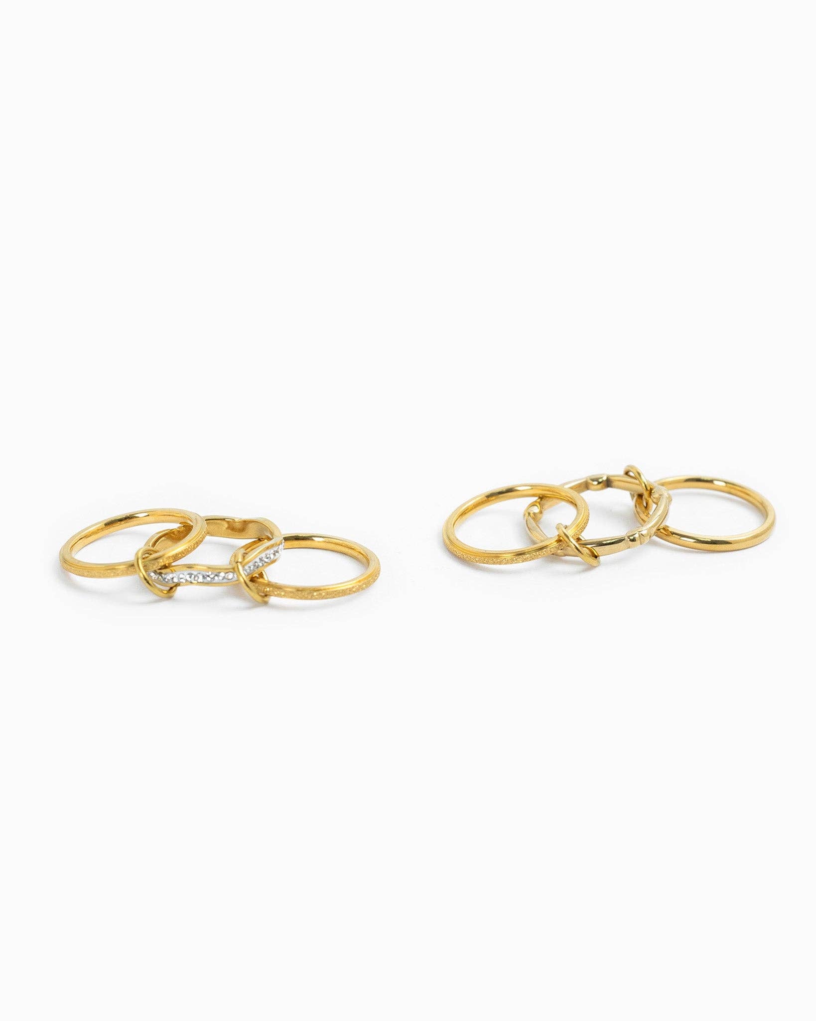 Stainless Sculpted Shimmering Interlocking Ring