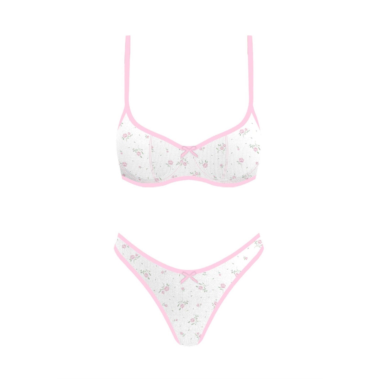 Seaside Picnic Bikini Set: PINKFLORAL / S-M-L(3-2-1)