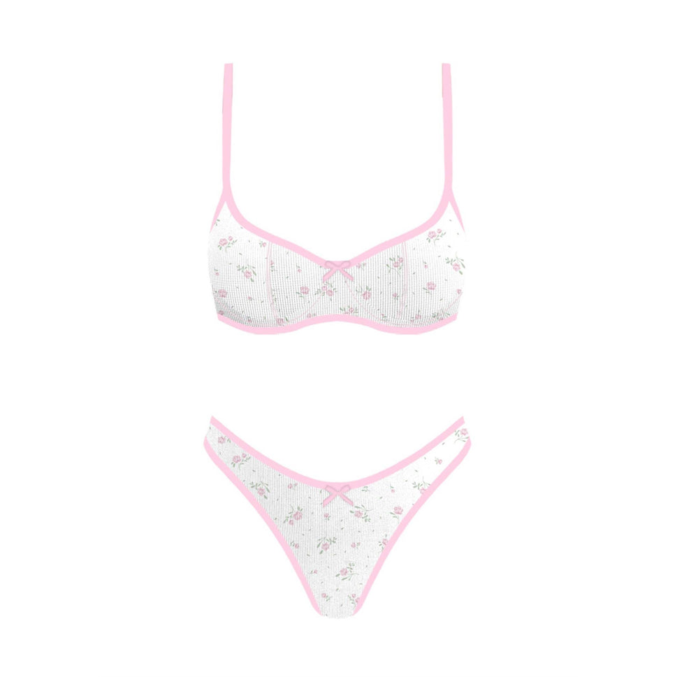 Seaside Picnic Bikini Set: PINKFLORAL / S-M-L(3-2-1)