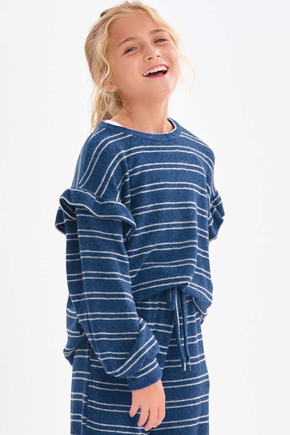 Ruffle Shoulder Brushed Knit Top