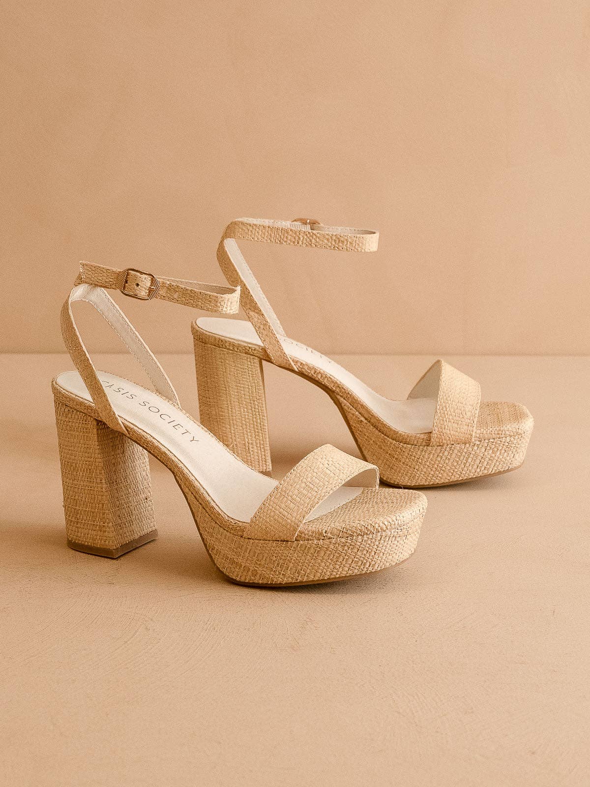The Olympia | Natural Raffia Platform Heel