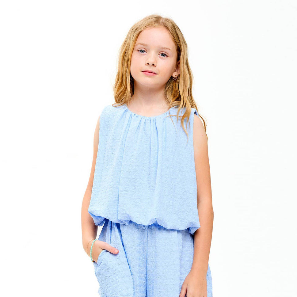 Curly Wrinkled Sleeveless Bubble Top