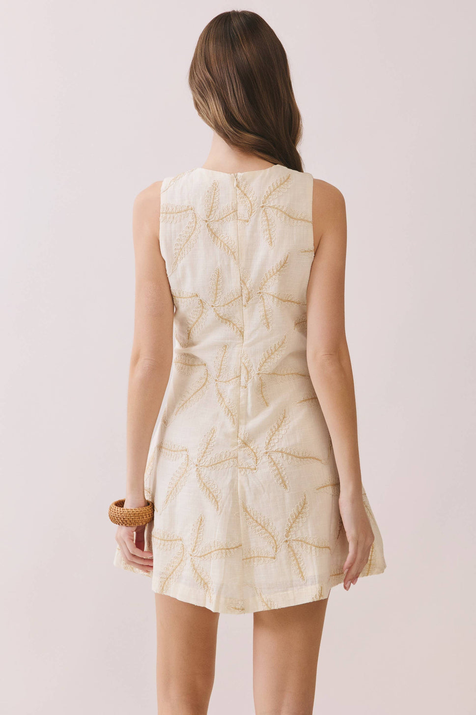 CD06926-Starfish Embroidered A Line Sleeveless Mini Dress