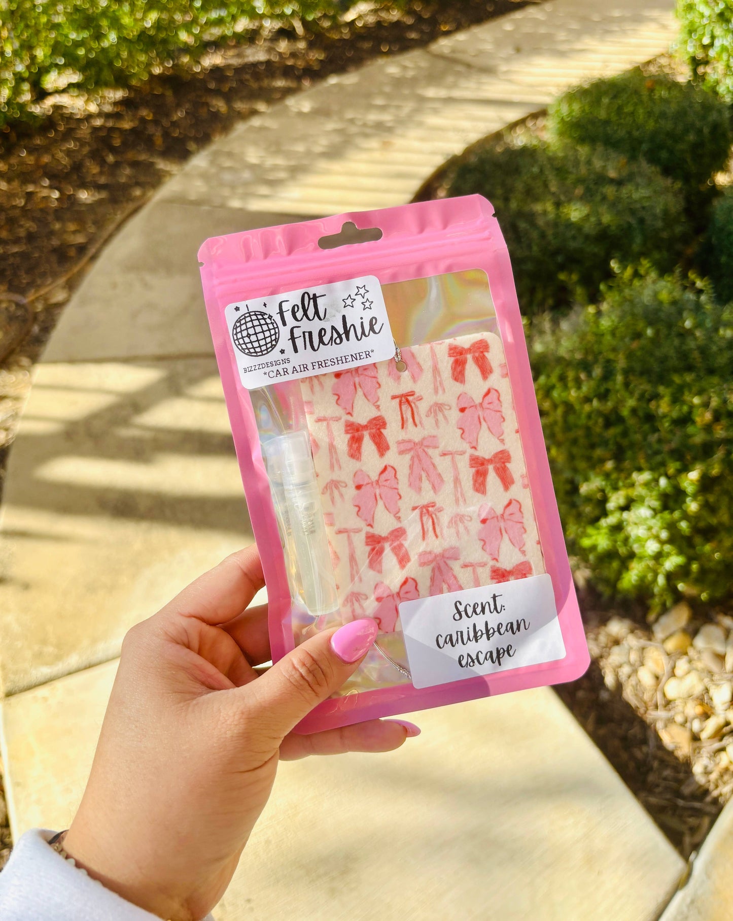 Pink Bow Coquette Felt Freshie Boutique Car Air Freshener