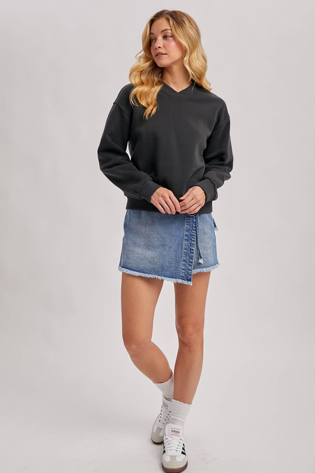 DENIM OVERLAPPING FRONT SKORT