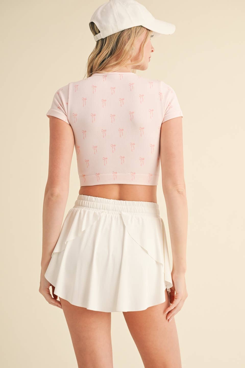 BOW PRINT CREWNECK BABY TEE