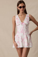 Switch HIBISCUS FLORAL V-NECK SCALLOP LACE MINI DRESS 3 image