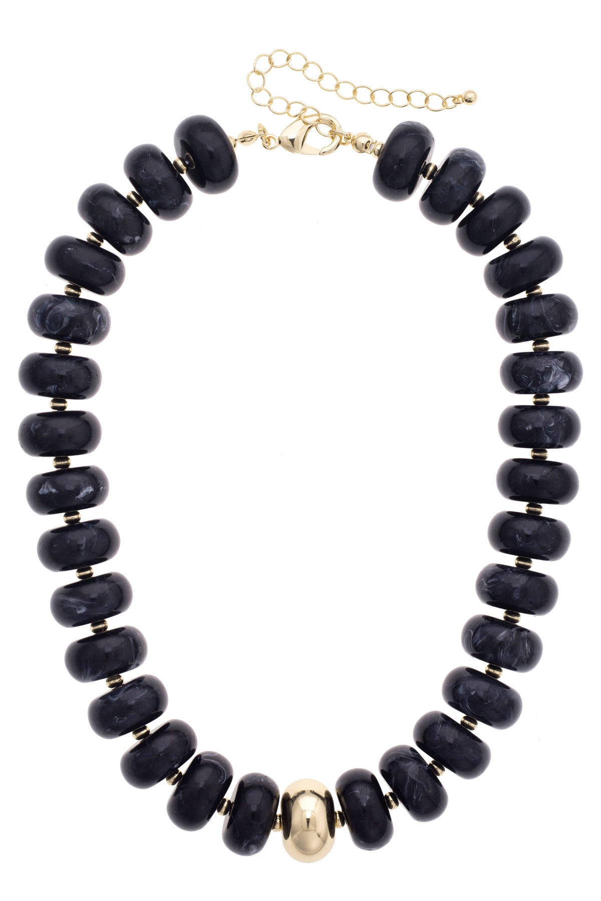 San Sebastian Beaded Resin Necklace: Black