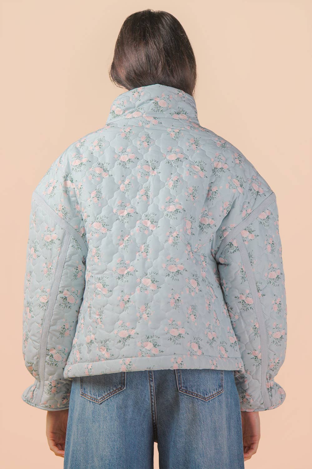 Floral Print Quilted Oversized Casual Jacket