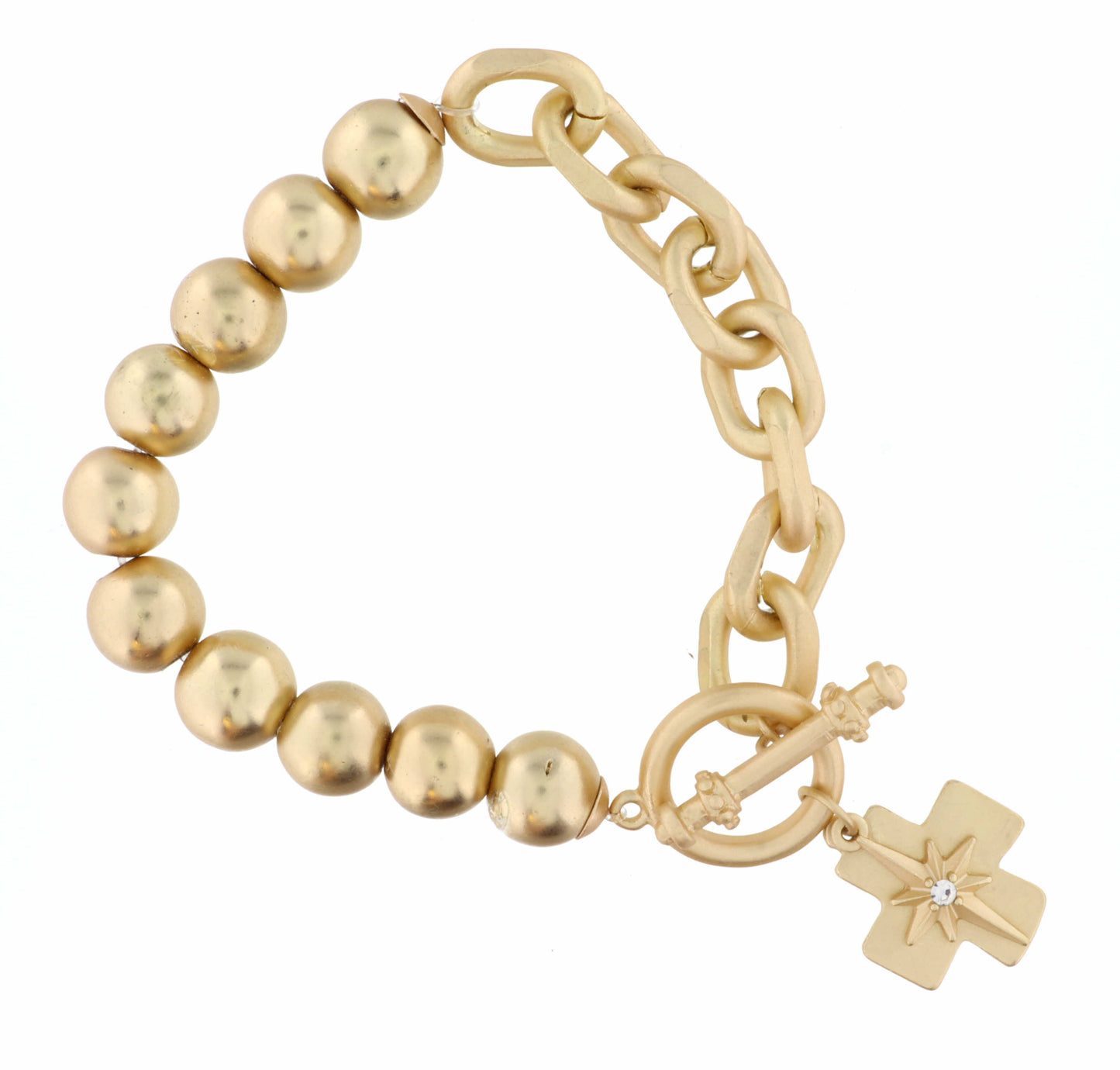 Gold Cross and Star Charm Bracelet