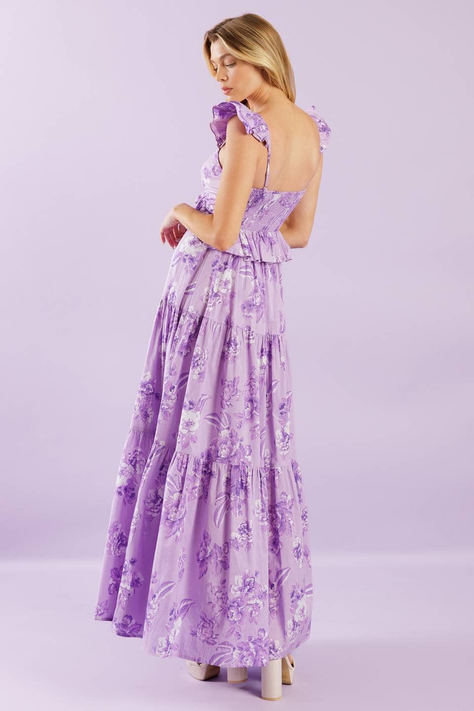 A printed woven maxi dress purple