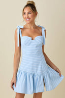 Switch Irregular striped bustier dress with tie shoulder straps 3 image