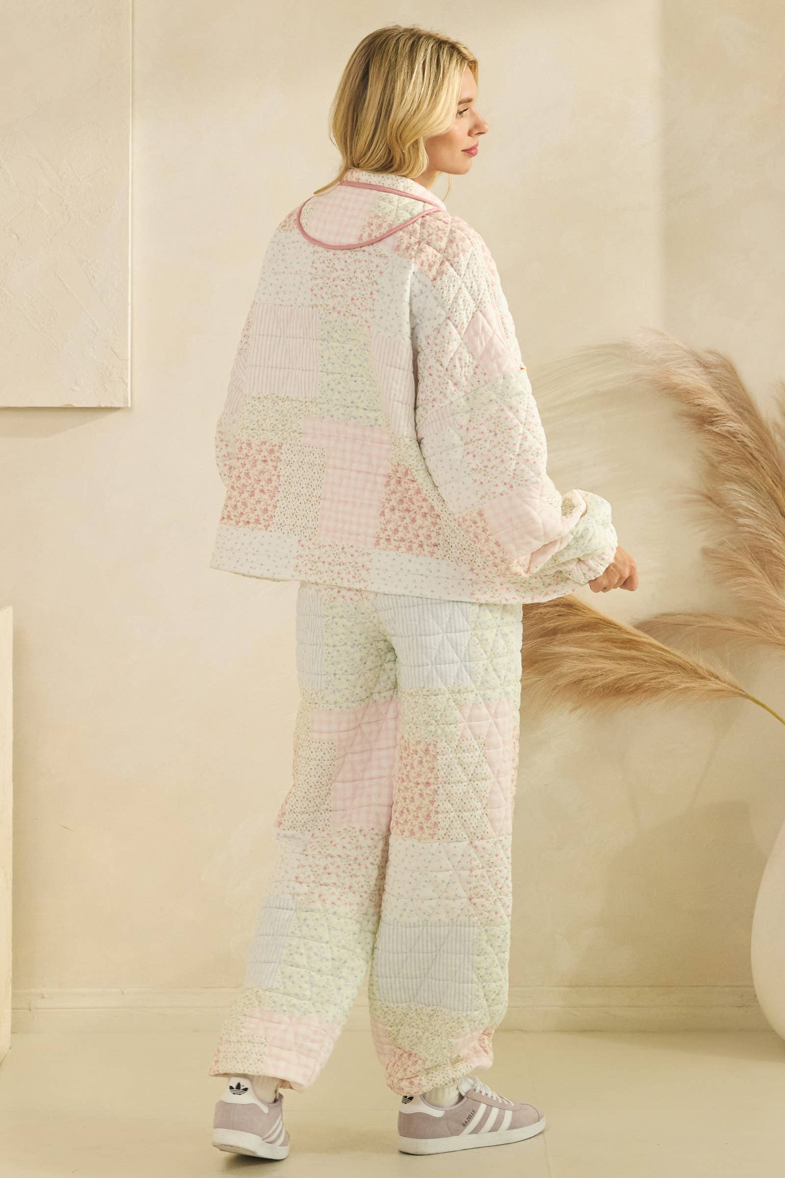 Floral textured quarter zip