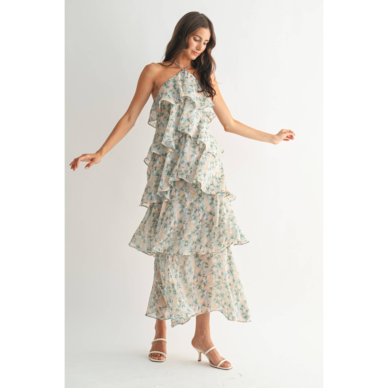 TIERED FLORAL MAXI DRESS