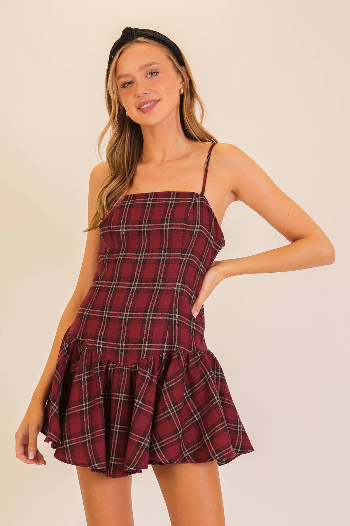 Plaid Drop Waist Mini Dress