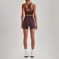Cross-Back Sports Bra Coffee