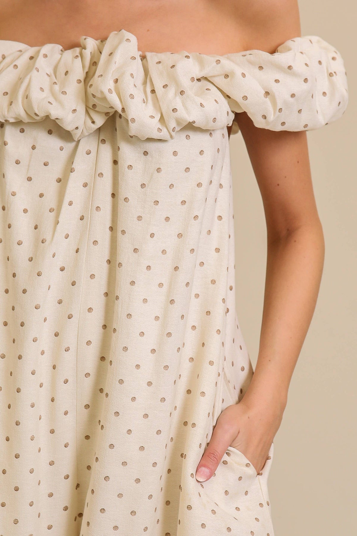 Polka Dot Off-The-Shoulder Romper