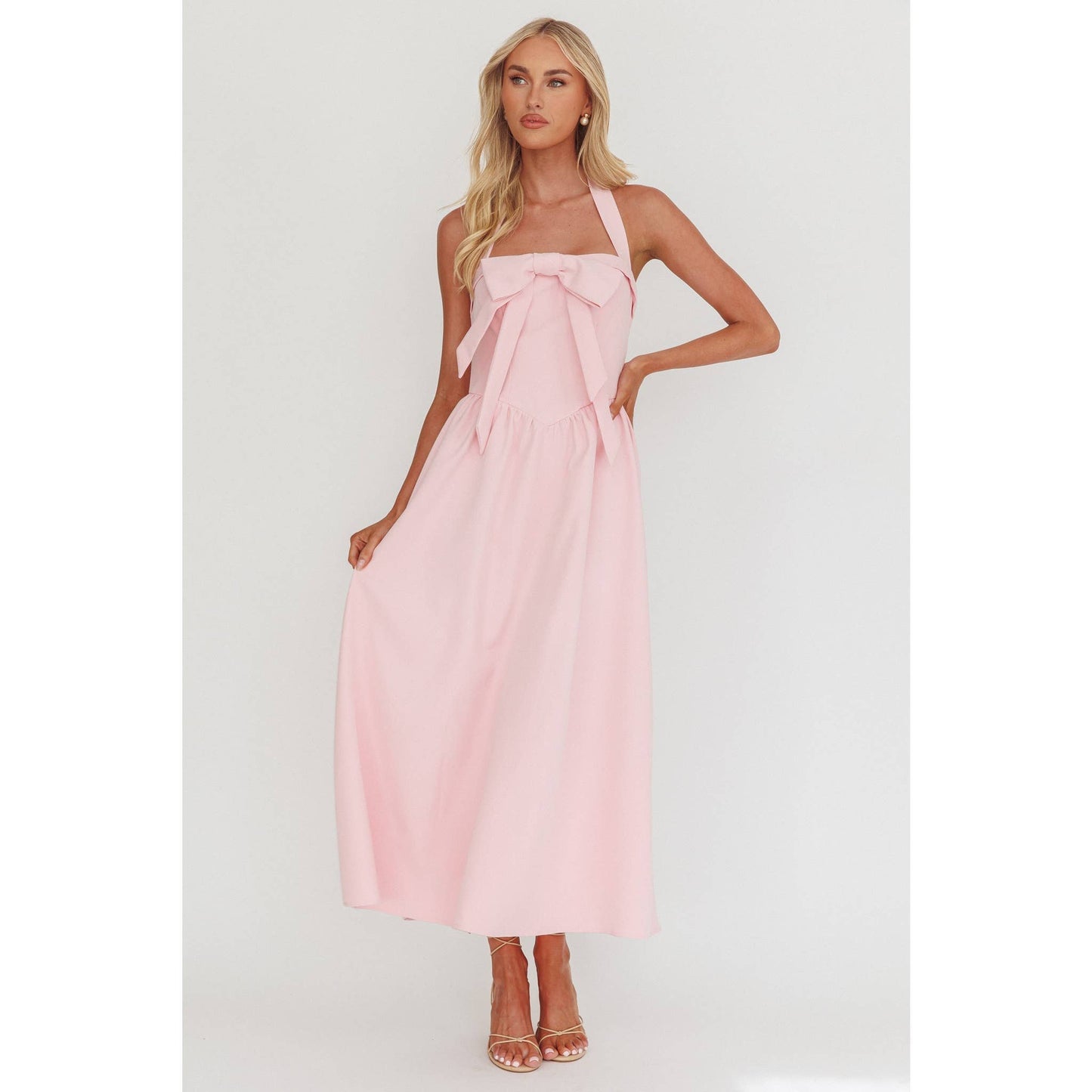 Rose Bow Maxi Dress: Pink Sorbet