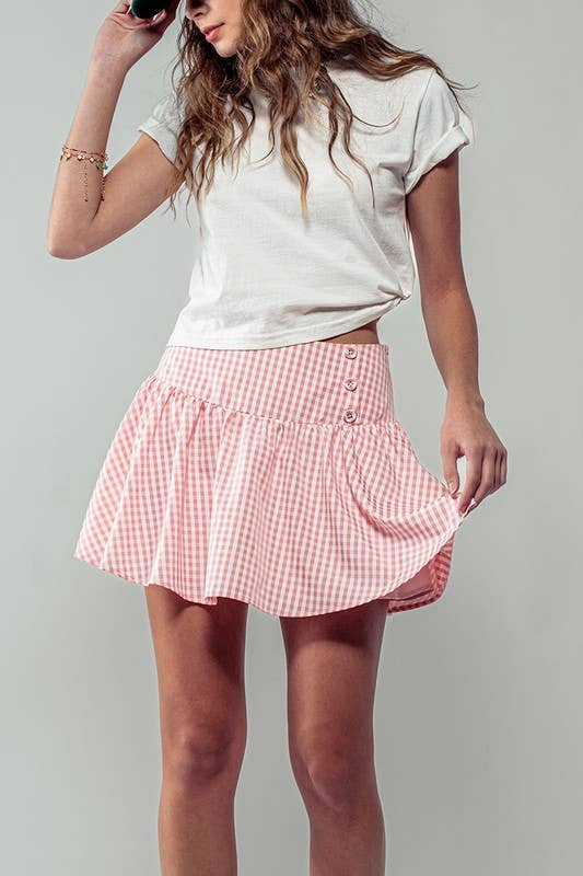 Countryside Comfort Lined Mini Skirt: Pink