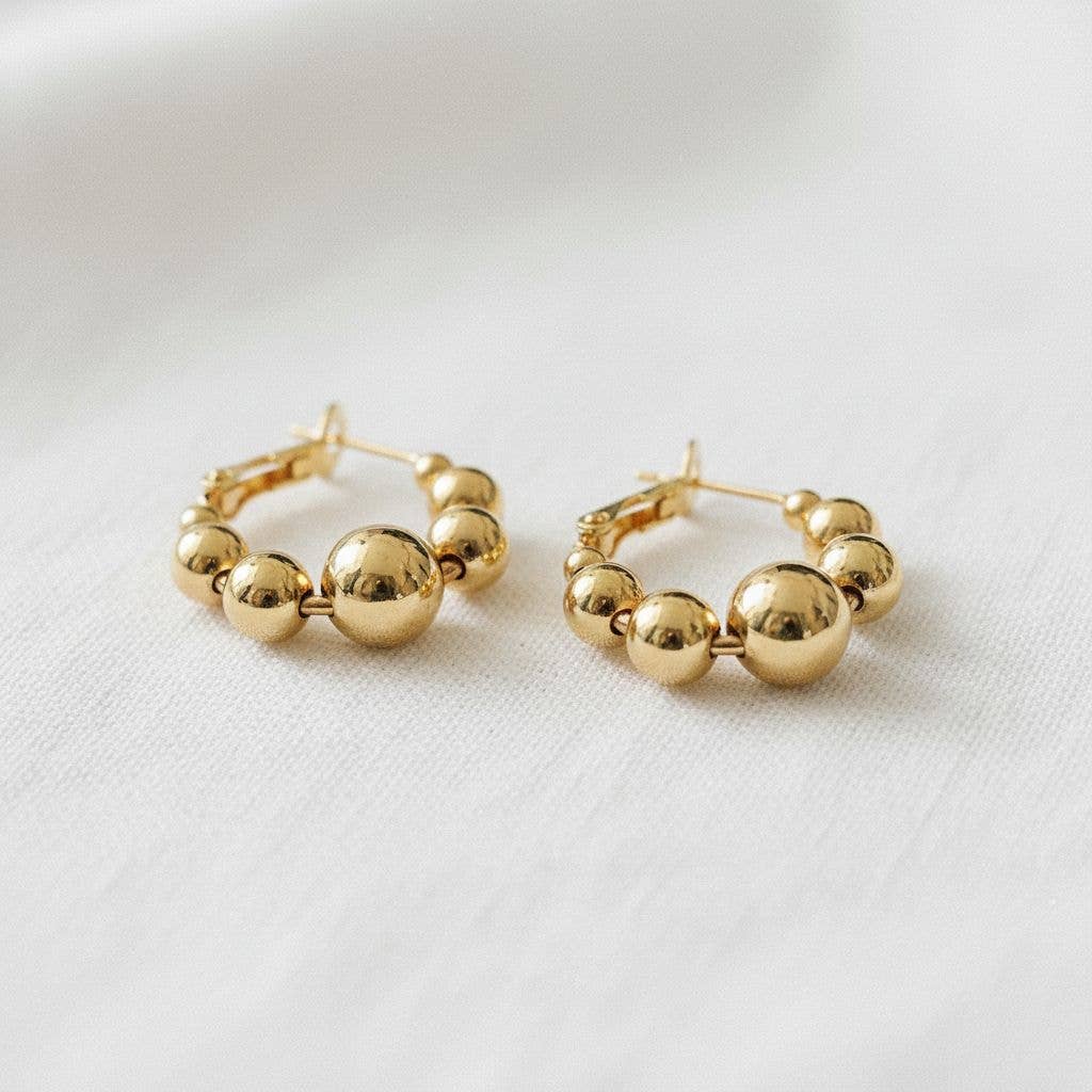 Geometric Round Hoop Earrings Collection: Gold