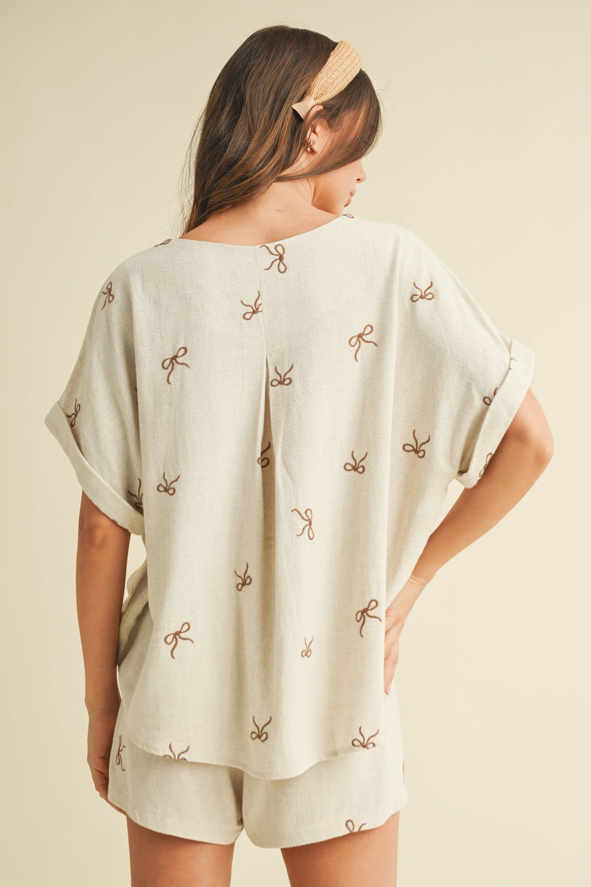 OVERSIZED SHORT SLEEVE TOP WITH BELTED SHORTS SET