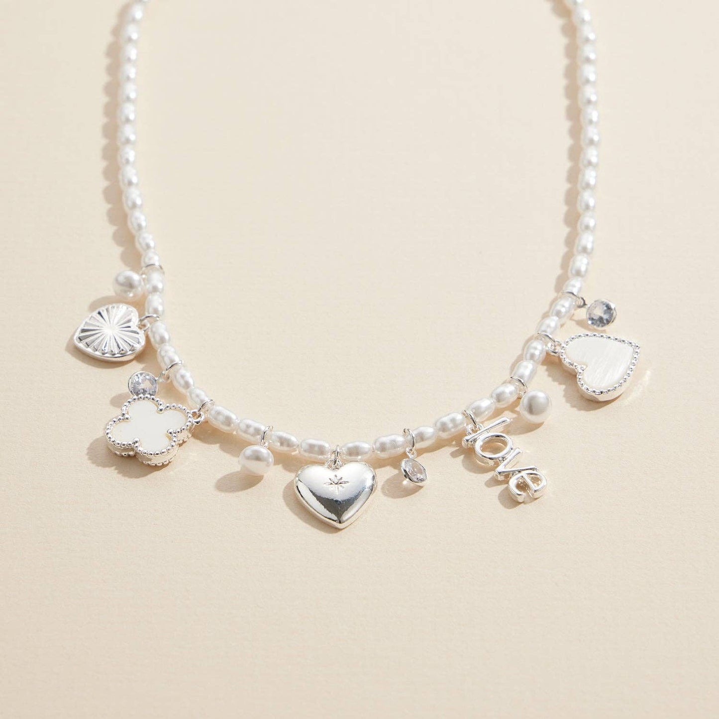 PEARL CHARM NECKLACE WITH GOLD ACCENTS