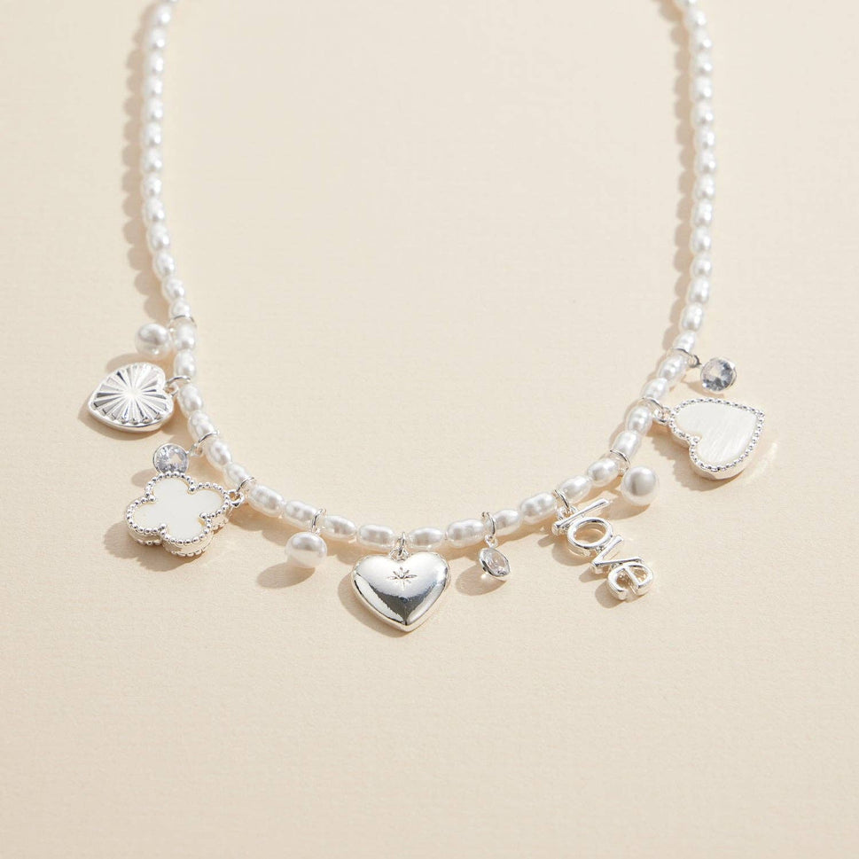 PEARL CHARM NECKLACE WITH GOLD ACCENTS
