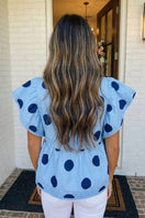 Switch Polka Dot Print Ruffled Buttoned Collared Blouse 2 image