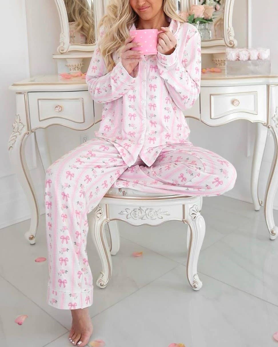 STYLISH BOW PRINT LOUNGEWEAR SET
