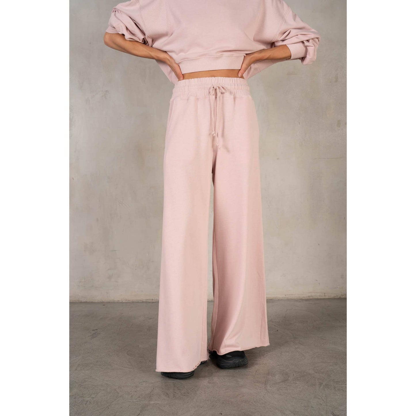 Matching Rib Wide Oversize Sweatpants