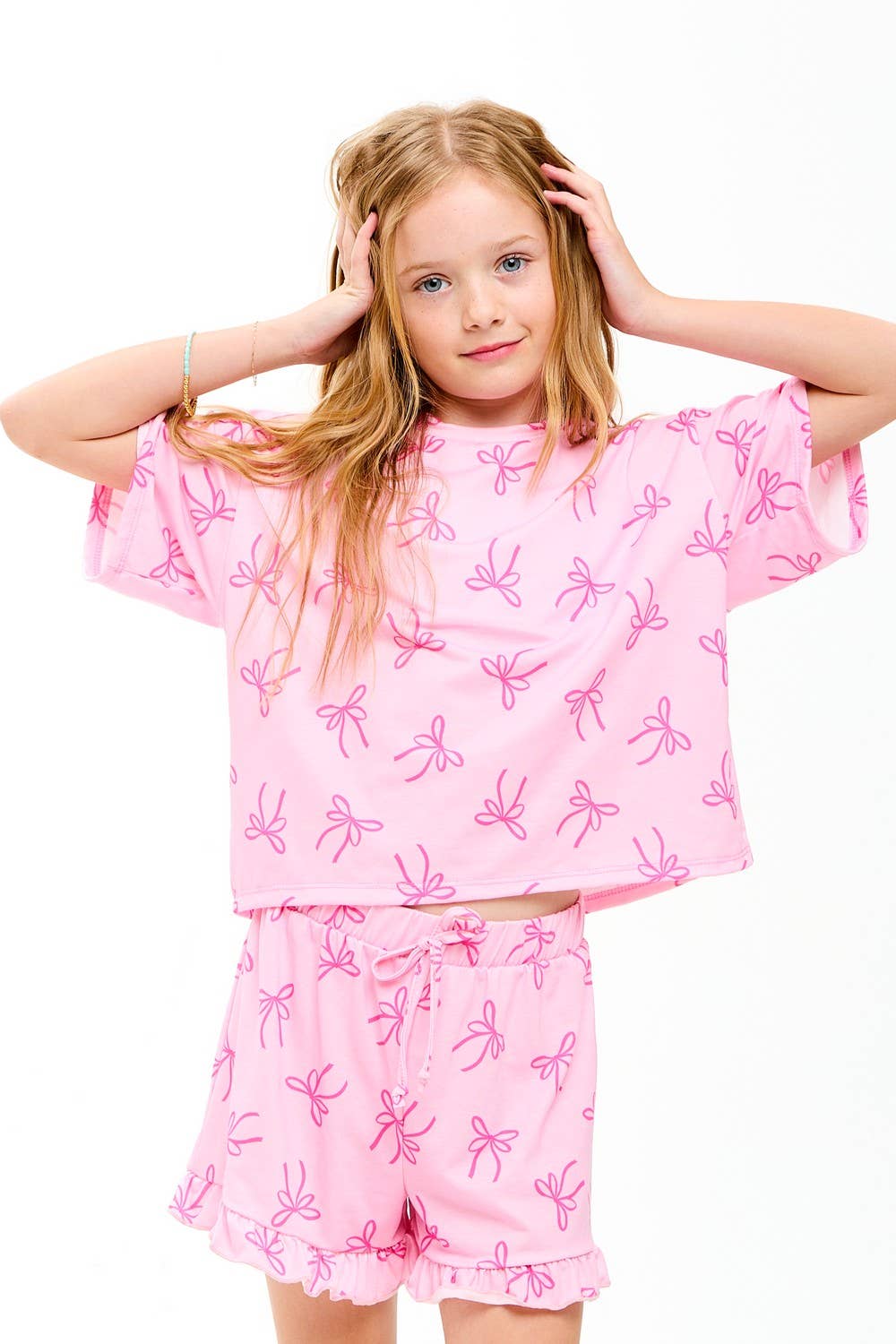 Ribbon Print Top and Shorts Set