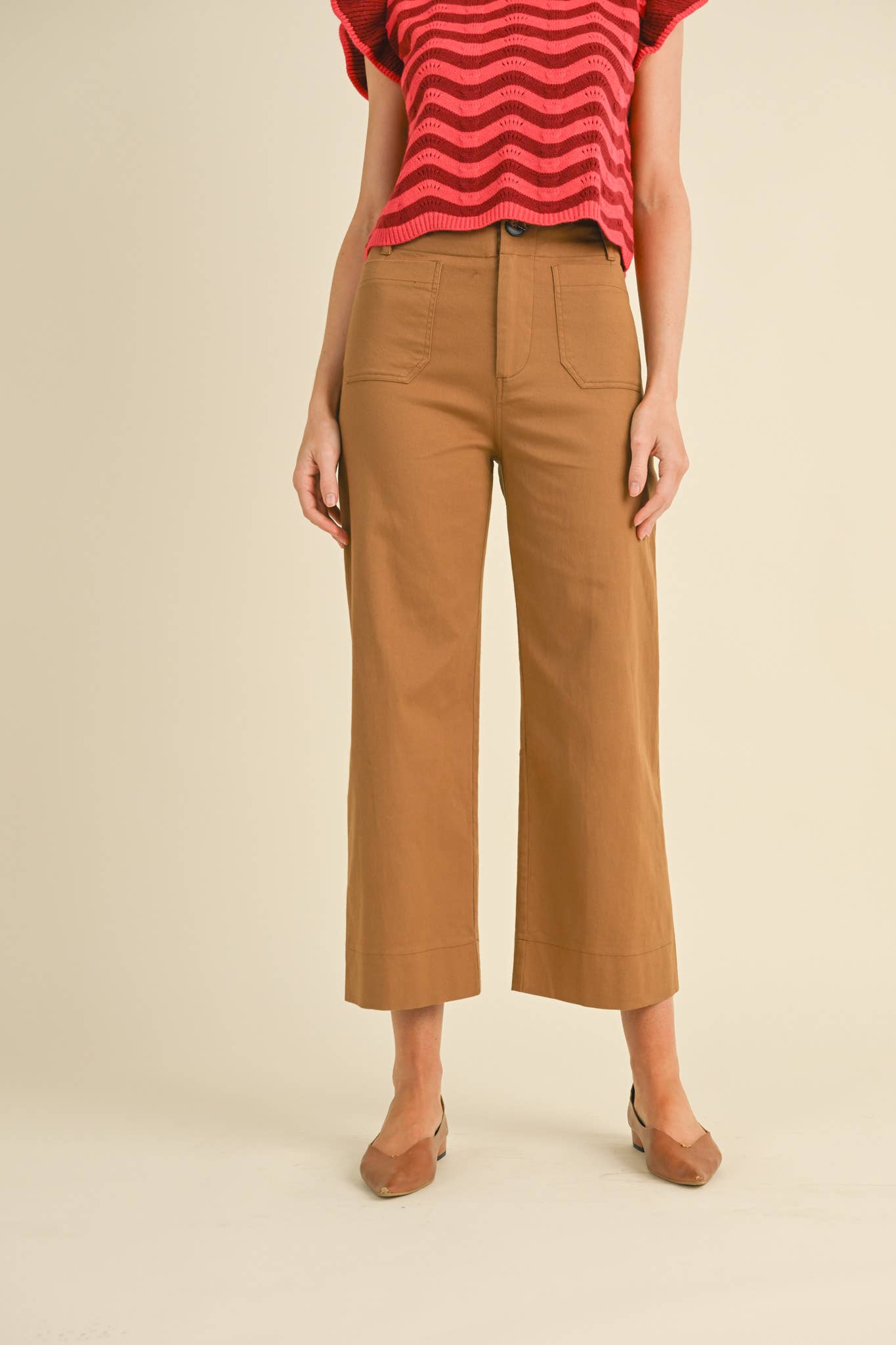 HIGH WAIST CROPPED WIDE LEG PANTS
