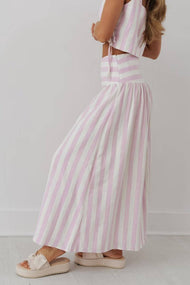 STRIPED MIDI A-LINE VACATION SKIRT SET