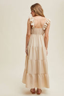 Switch TEXTURED TIERED MIDI DRESS 3 image