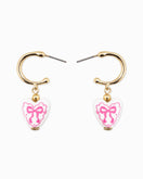 Switch Ceramic Heart Bow Graphic Drop Hoop Earrings: Blue 3 image