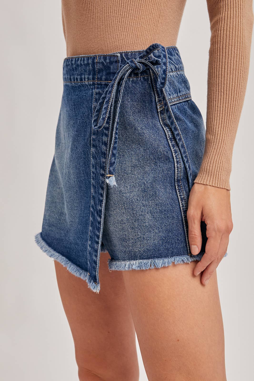 DENIM OVERLAPPING FRONT SKORT